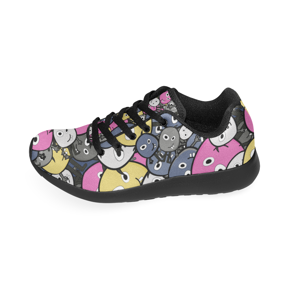 pink doodle monsters Kid's Running Shoes (Model 020)