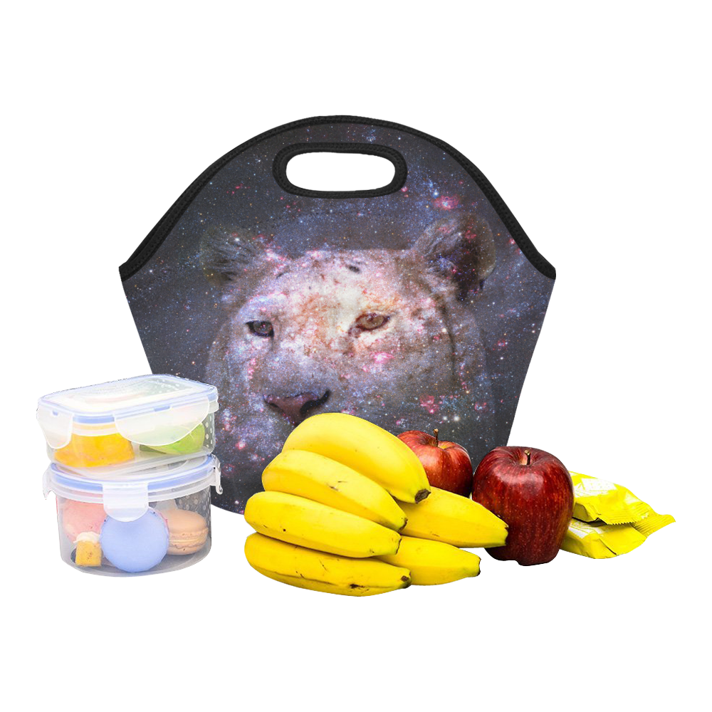 Tiger and Galaxy Neoprene Lunch Bag/Small (Model 1669)