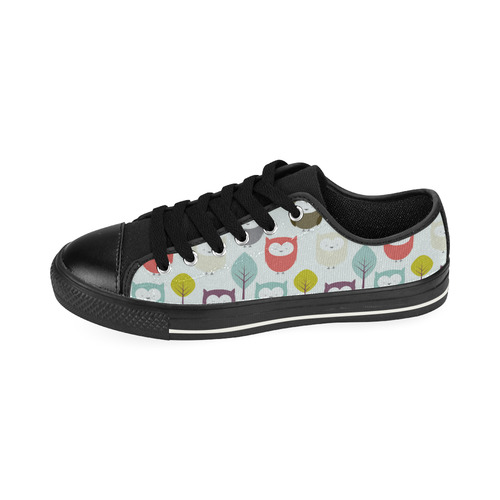 fabric owls tree Low Top Canvas Shoes for Kid (Model 018)