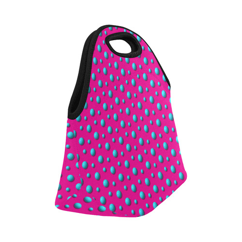 Terrific Turquoise Polka Dots on Fuchsia Pink Neoprene Lunch Bag/Small (Model 1669)