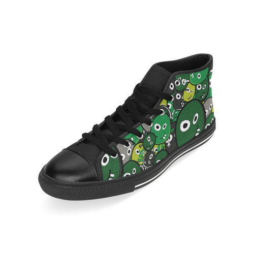 green doodle monsters High Top Canvas Shoes for Kid (Model 017)