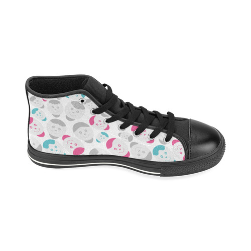 smiley faces pattern High Top Canvas Shoes for Kid (Model 017)