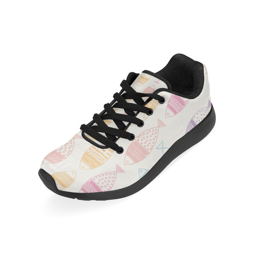 abstract tribal fish Kid's Running Shoes (Model 020)