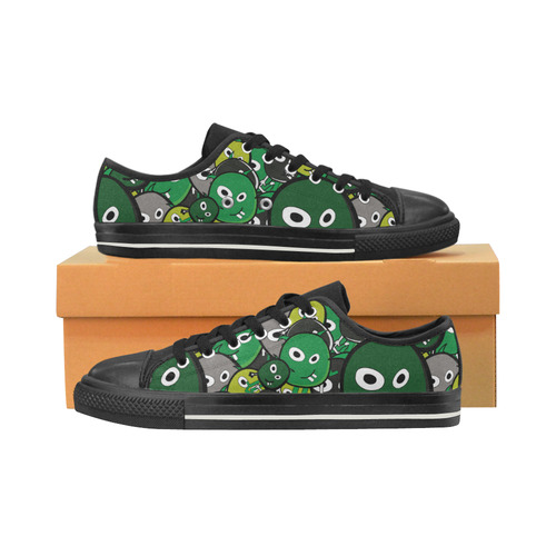 green doodle monsters Low Top Canvas Shoes for Kid (Model 018)