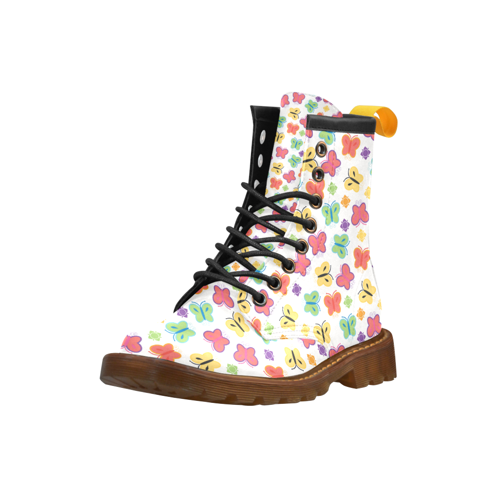 colorful butterfly High Grade PU Leather Martin Boots For Women Model 402H
