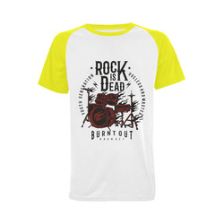 Rock Is Dead Yellow Men's Raglan T-shirt (USA Size) (Model T11)