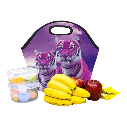 Purple Tigers Neoprene Lunch Bag/Small (Model 1669)