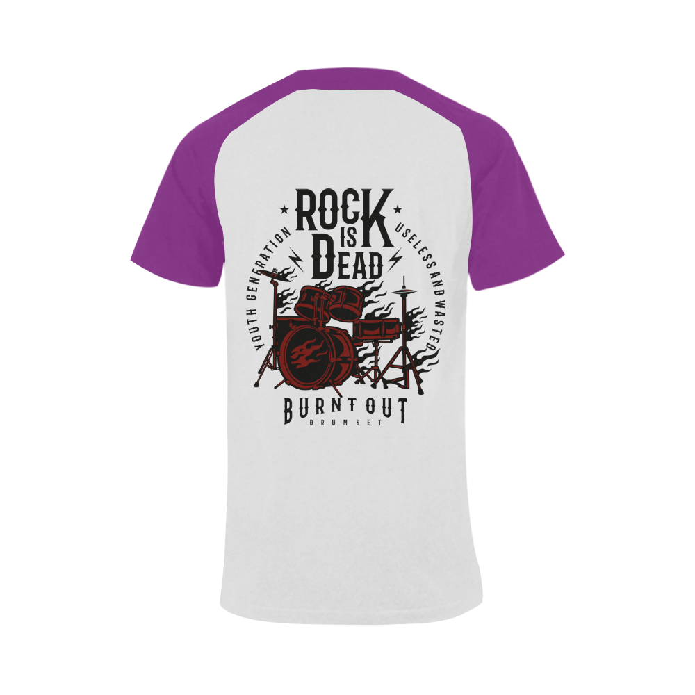 Rock Is Dead Purple Men's Raglan T-shirt (USA Size) (Model T11)