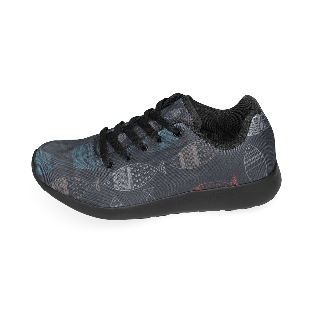 abstract fish Kid's Running Shoes (Model 020)