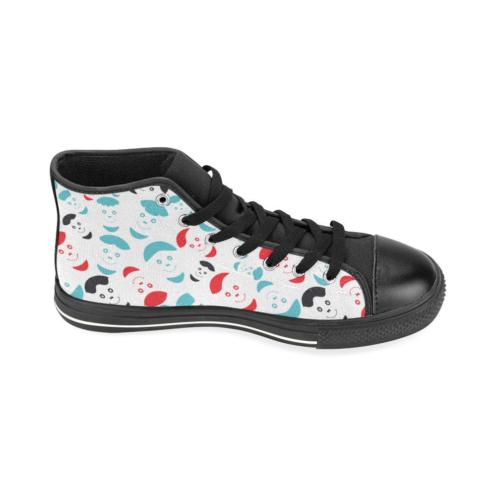 red smiley faces High Top Canvas Shoes for Kid (Model 017)