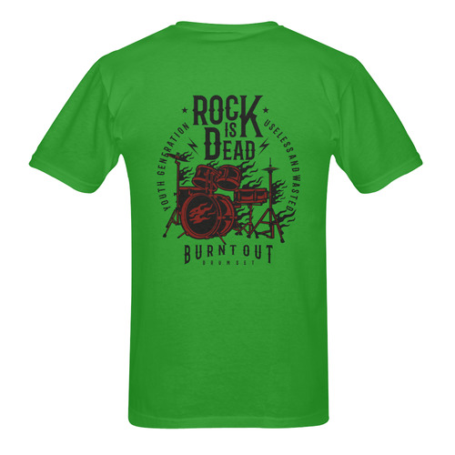 Rock Is Dead Green Men's T-Shirt in USA Size (Two Sides Printing)