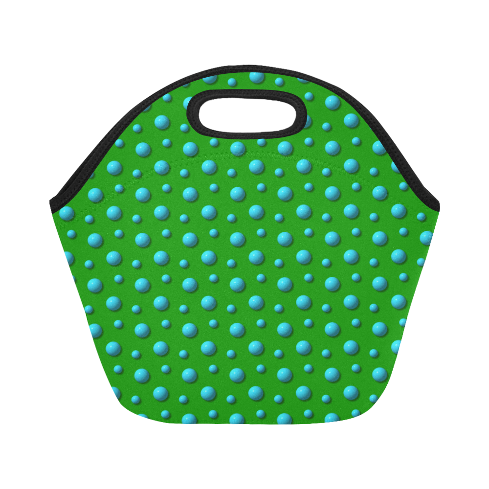 Terrific Turquoise Polka Dots on Glorious Green Neoprene Lunch Bag/Small (Model 1669)