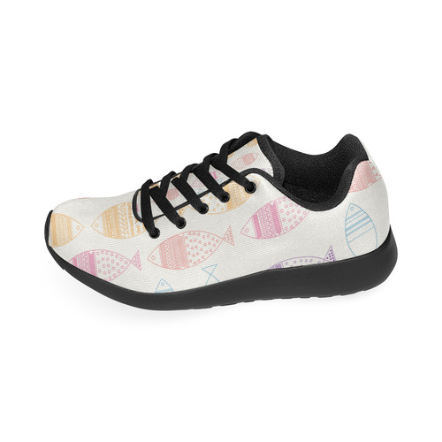 abstract tribal fish Kid's Running Shoes (Model 020)