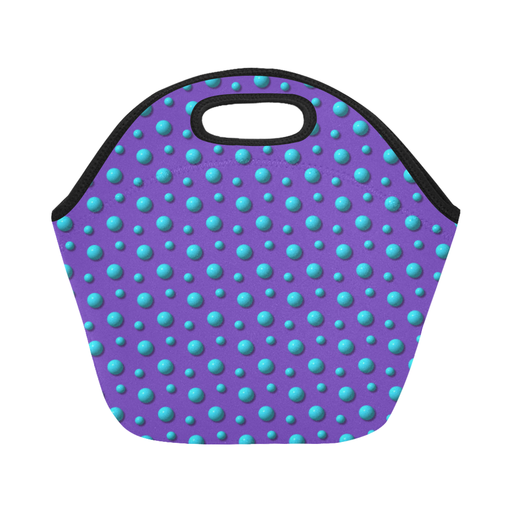 Terrific Turquoise Polka Dots on Passionate Purple Neoprene Lunch Bag/Small (Model 1669)