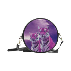 Purple Tigers Round Sling Bag (Model 1647)