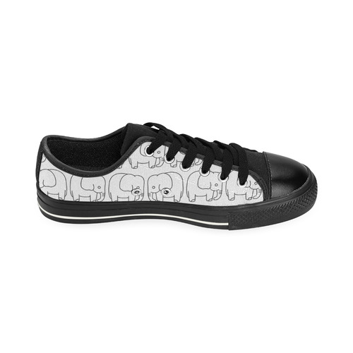 black and white elephant Low Top Canvas Shoes for Kid (Model 018)