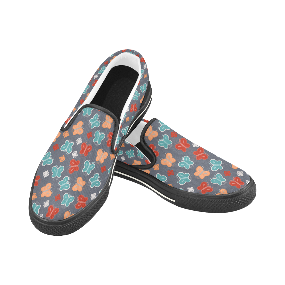 butterfly pattern Slip-on Canvas Shoes for Kid (Model 019)