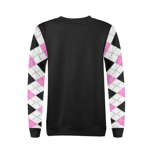 pink white black and gray argyle All Over Print Crewneck Sweatshirt for Women (Model H18)