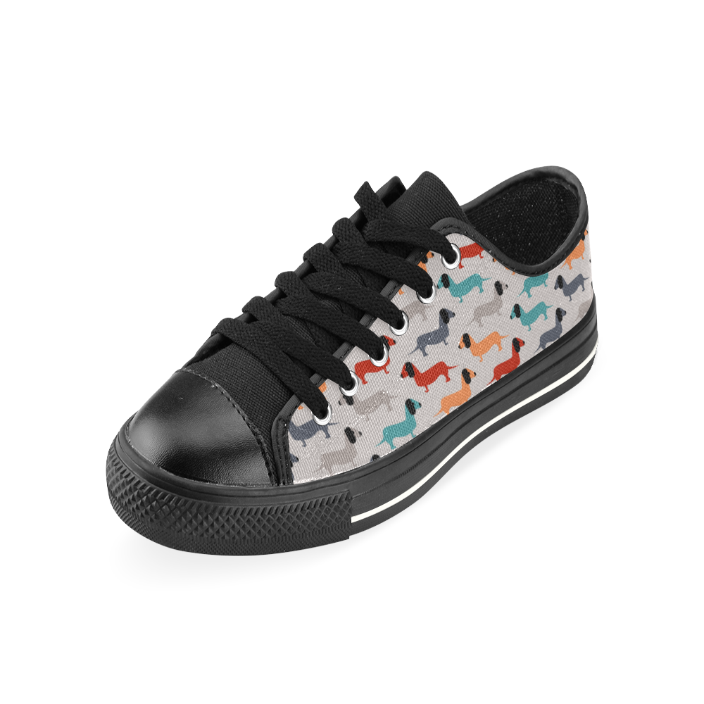 dog pattern Low Top Canvas Shoes for Kid (Model 018)