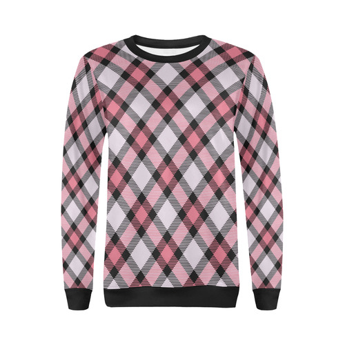 pink plaid All Over Print Crewneck Sweatshirt for Women (Model H18)