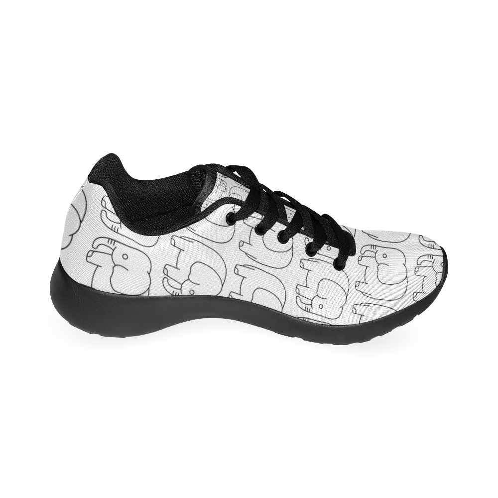 black and white elephant Kid's Running Shoes (Model 020)
