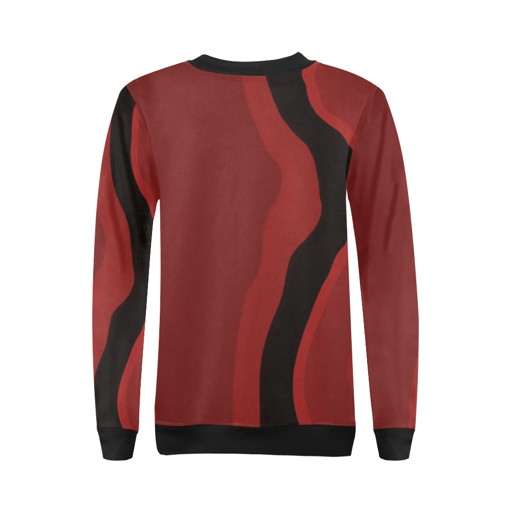 red and black abstract All Over Print Crewneck Sweatshirt for Women (Model H18)