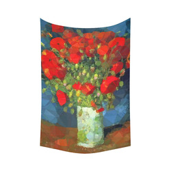 Van Gogh Red Poppies Low Poly Floral Cotton Linen Wall Tapestry 60"x 90"