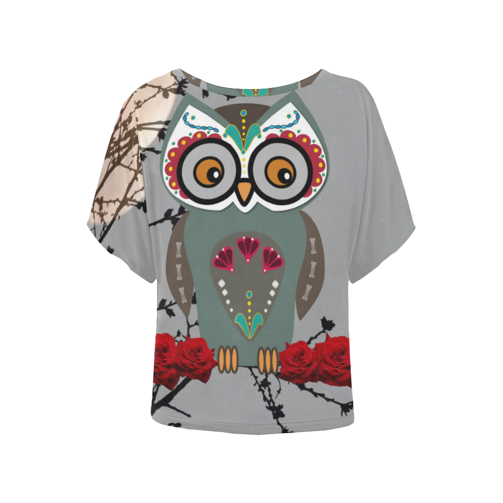 Sugar Owl Women's Batwing-Sleeved Blouse T shirt (Model T44)