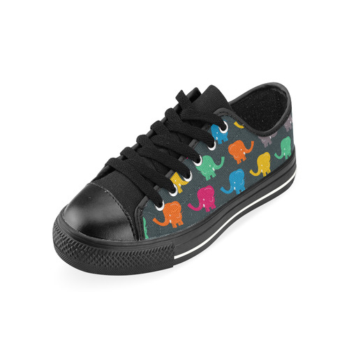 cartoon elephant Low Top Canvas Shoes for Kid (Model 018)