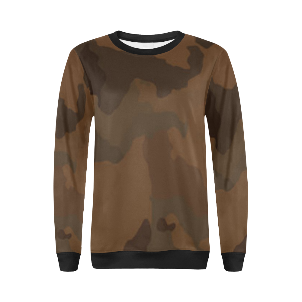 camo brown All Over Print Crewneck Sweatshirt for Women (Model H18)
