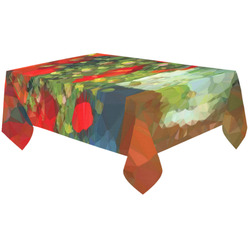Van Gogh Red Poppies Low Poly Floral Cotton Linen Tablecloth 60"x120"