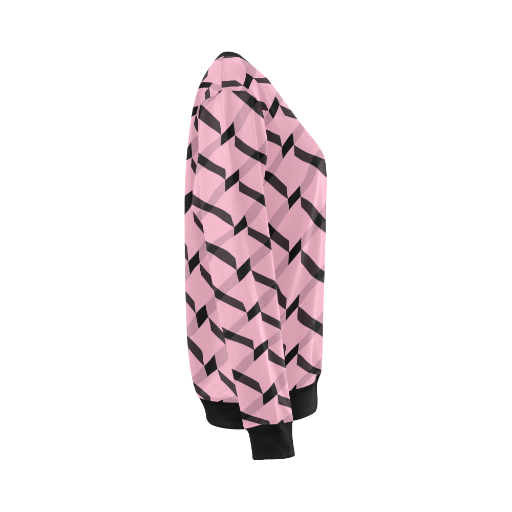 pink and white ziggyh All Over Print Crewneck Sweatshirt for Women (Model H18)