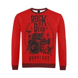 Rock Is Dead Red And Red All Over Print Crewneck Sweatshirt for Men (Model H18)