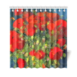 Van Gogh Red Poppies Floral Low Poly Shower Curtain 69"x72"