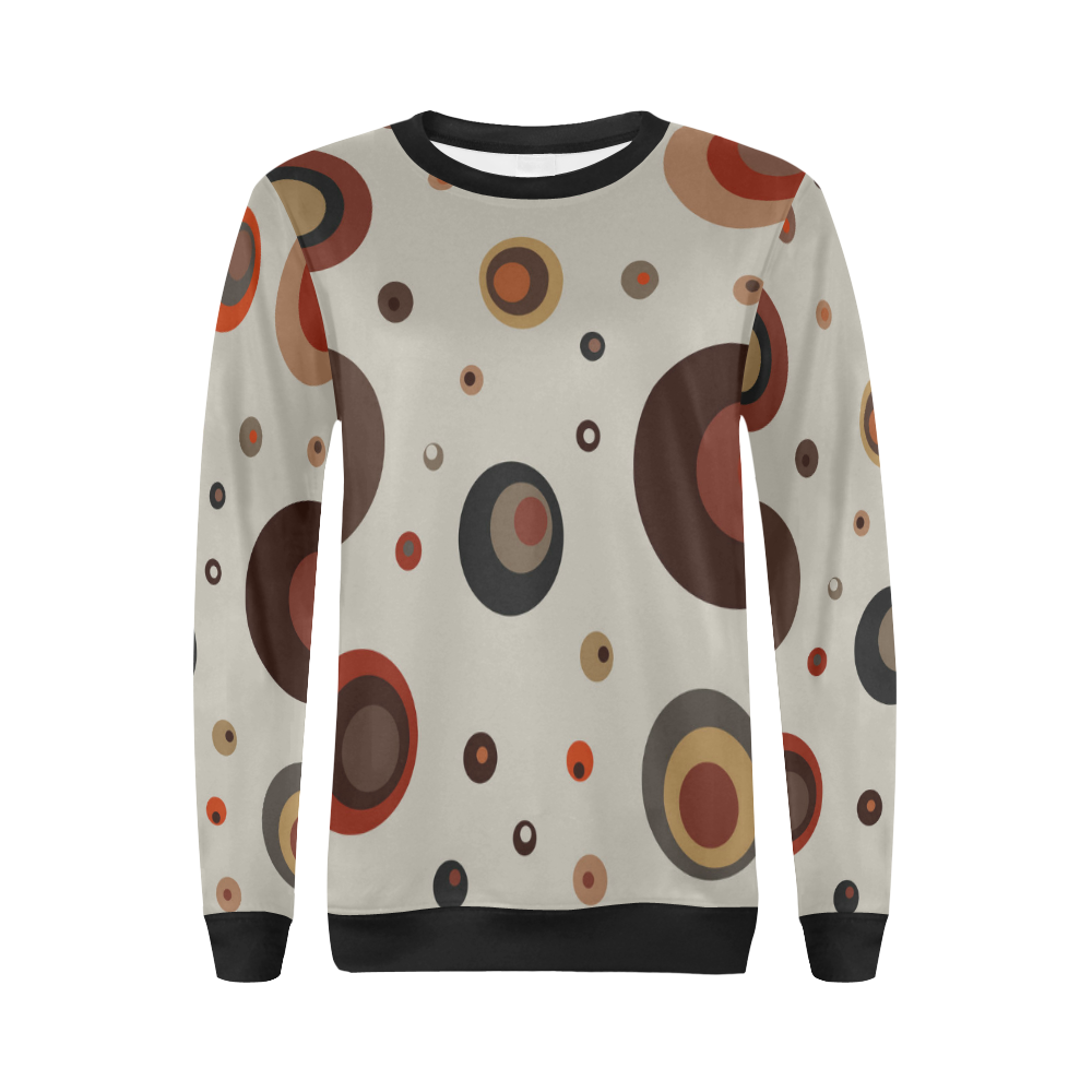 retro circles 3 All Over Print Crewneck Sweatshirt for Women (Model H18)