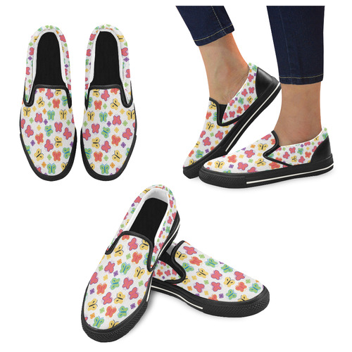 colorful butterfly Slip-on Canvas Shoes for Kid (Model 019)