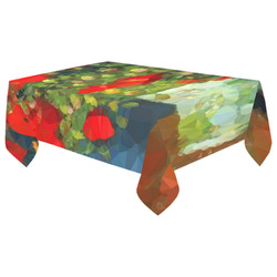 Van Gogh Red Poppies Low Poly Floral Cotton Linen Tablecloth 60"x 104"