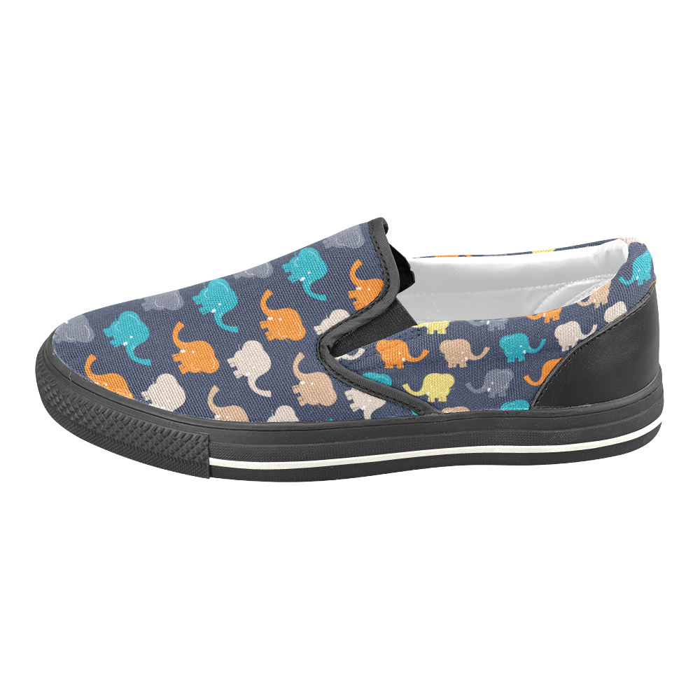 cute elephant Slip-on Canvas Shoes for Kid (Model 019)
