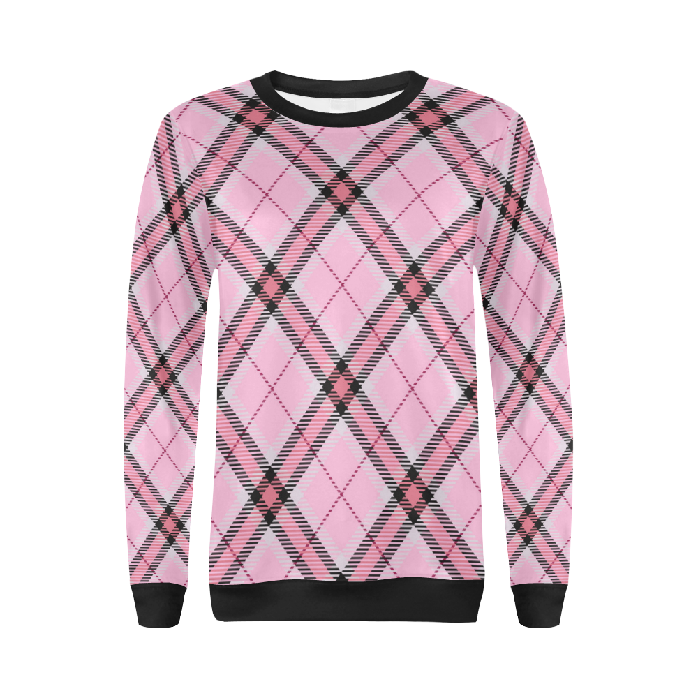 pink plaid 2 All Over Print Crewneck Sweatshirt for Women (Model H18)