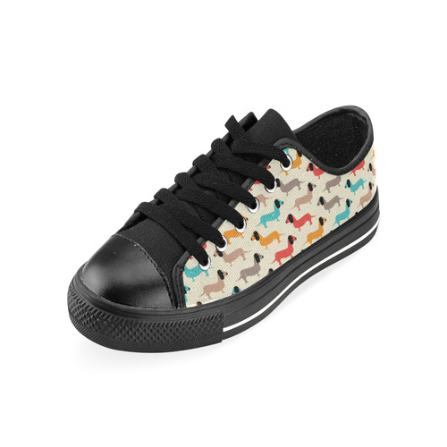 dog fabric Low Top Canvas Shoes for Kid (Model 018)