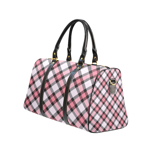 pink plaid New Waterproof Travel Bag/Large (Model 1639)