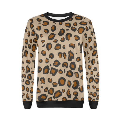 leopard All Over Print Crewneck Sweatshirt for Women (Model H18)