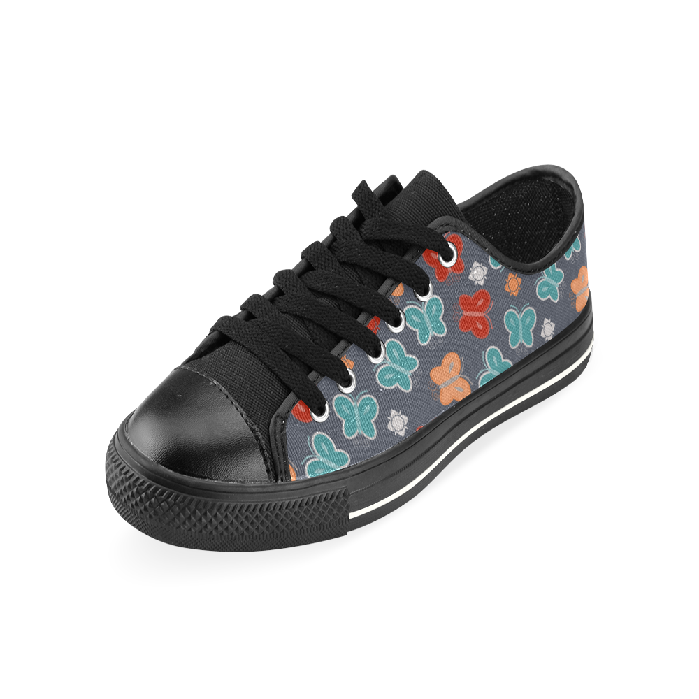 butterfly pattern Low Top Canvas Shoes for Kid (Model 018)