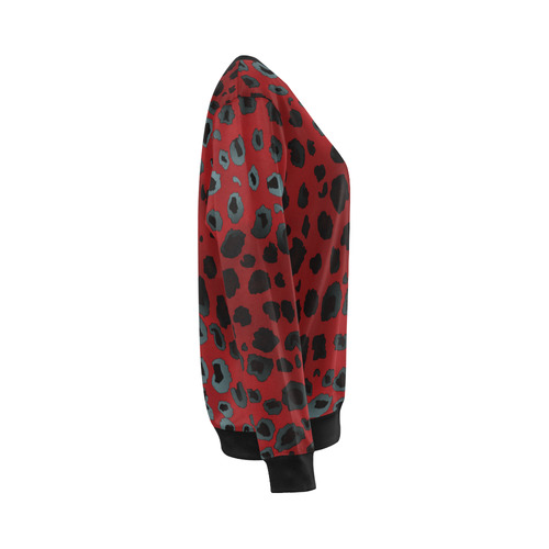 red and black leopard All Over Print Crewneck Sweatshirt for Women (Model H18)