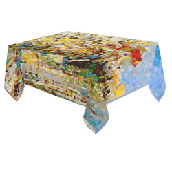 Van Gogh Blossoming Orchard Low Poly Floral Cotton Linen Tablecloth 60"x 84"