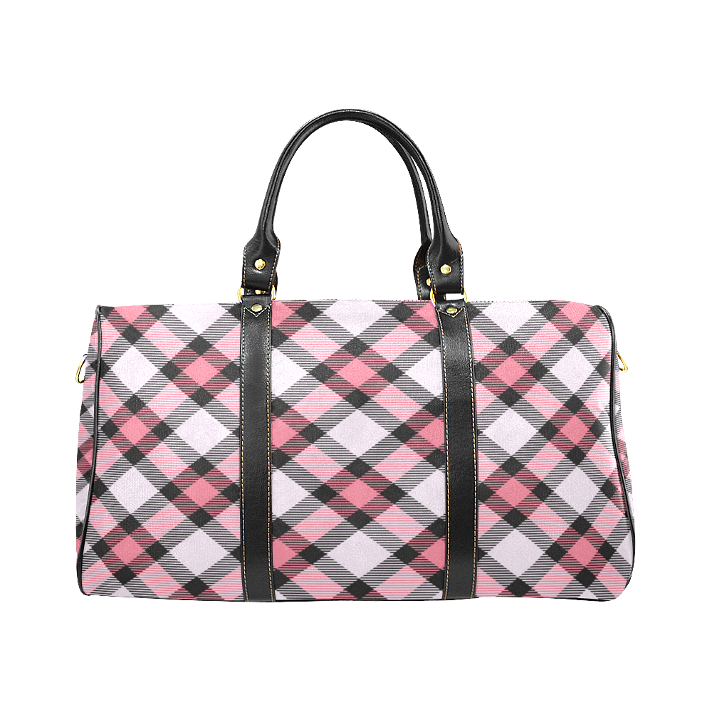 pink plaid New Waterproof Travel Bag/Large (Model 1639)