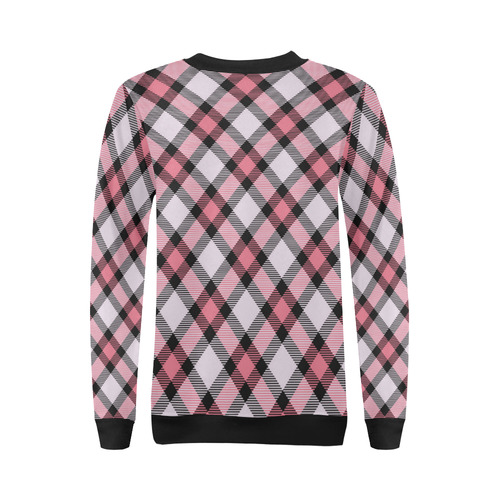 pink plaid All Over Print Crewneck Sweatshirt for Women (Model H18)