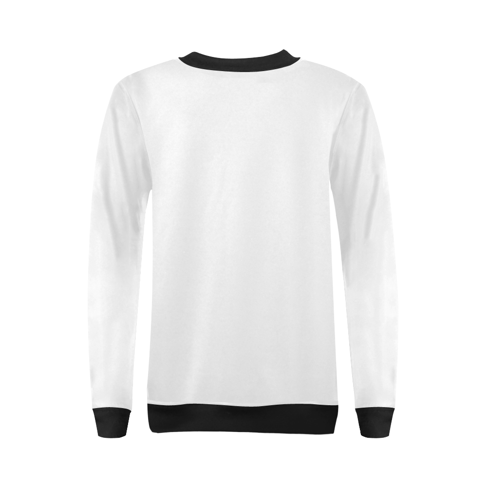black white All Over Print Crewneck Sweatshirt for Women (Model H18)