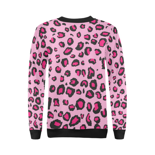 pink leopard All Over Print Crewneck Sweatshirt for Women (Model H18)