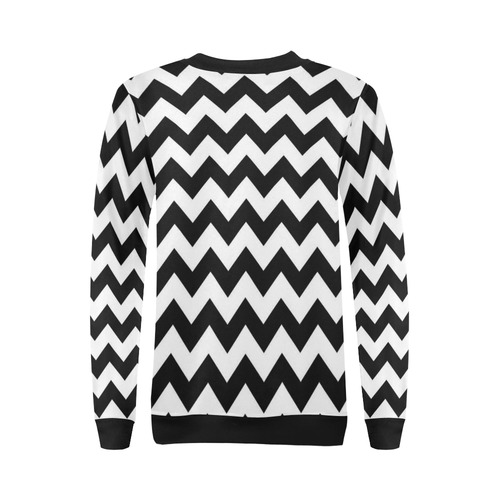 BEAN BAG Black and White Chevron All Over Print Crewneck Sweatshirt for Women (Model H18)